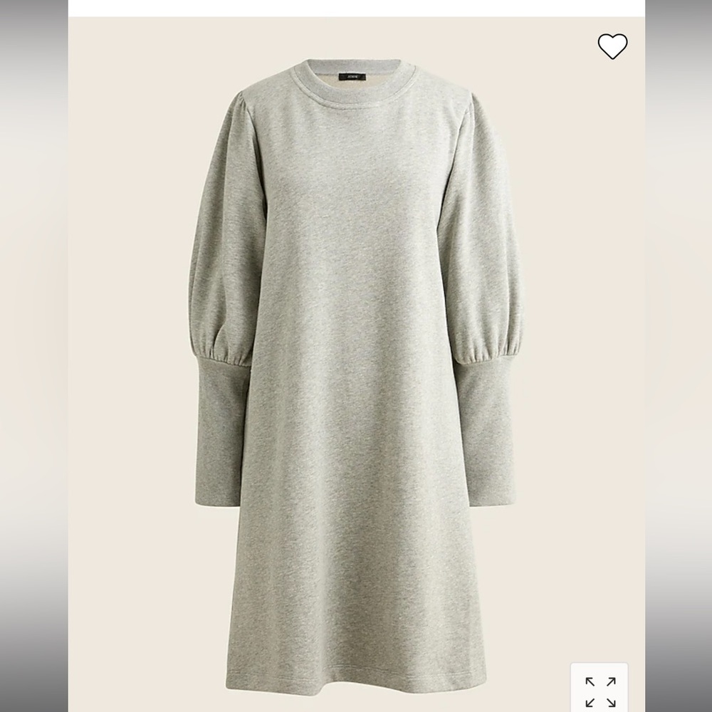 J. Crew Light Pink Cotton  Puff-Sleeve Sweatshirt Dress